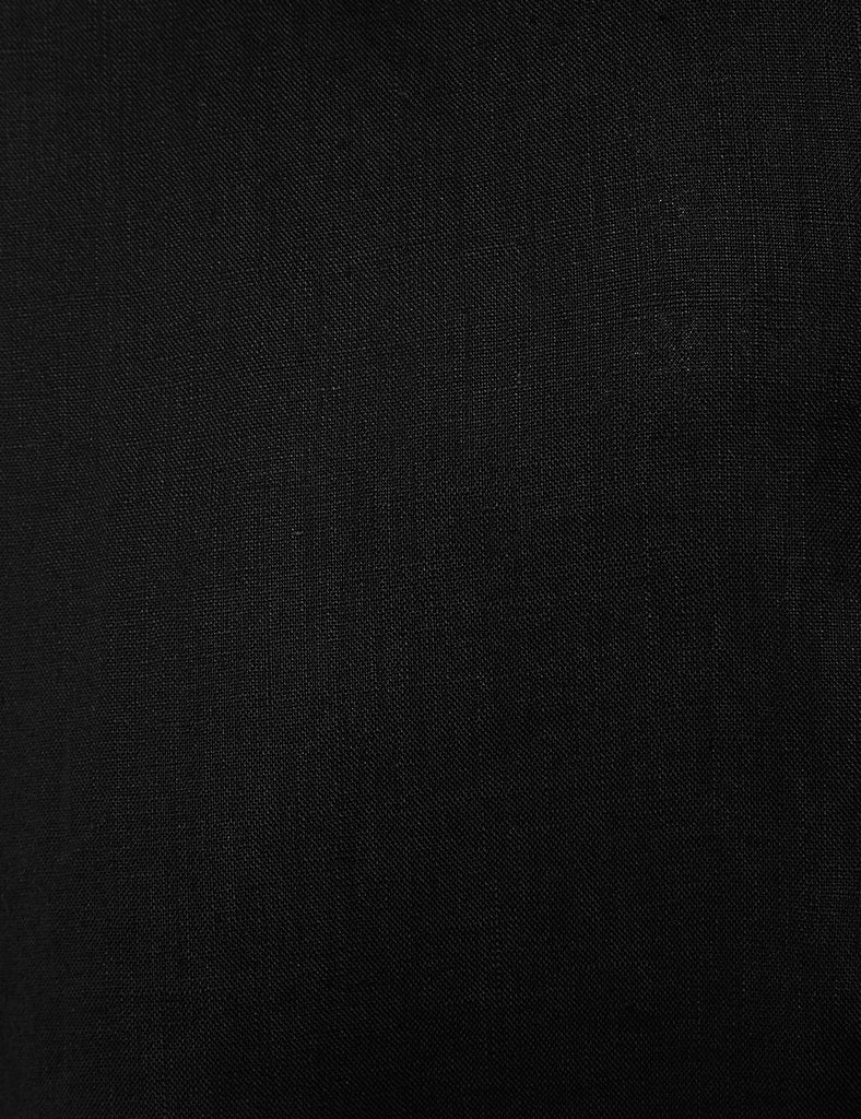 Black Linen Grandfather Collar Linen Shirt - Joe Bananas | Australia