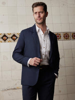 Navy Linen & Silk Jacket - Joe Bananas | Australia