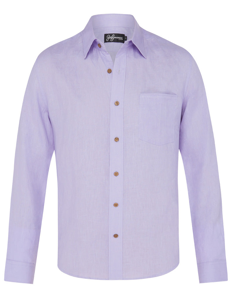 'Purple Smoke' long-sleeve linen shirt - Joe Bananas