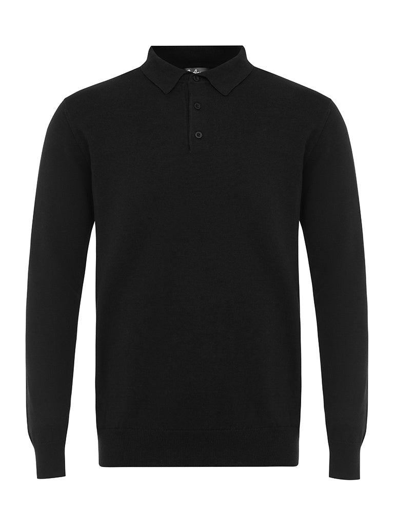 Black Cotton Suri Polo Sweater - Joe Bananas | Australia