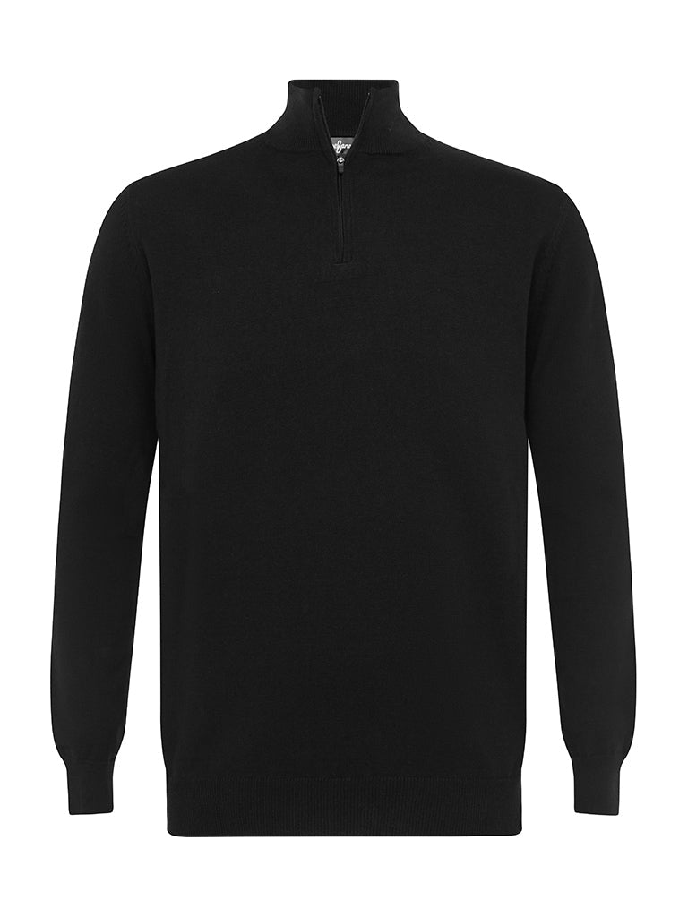 Black Cotton Suri Zip Neck Sweater - Joe Bananas | Australia