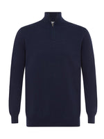 Navy Cotton Suri Zip Neck Sweater - Joe Bananas | Australia