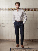 Navy Linen & Silk Trousers - Joe Bananas | Australia