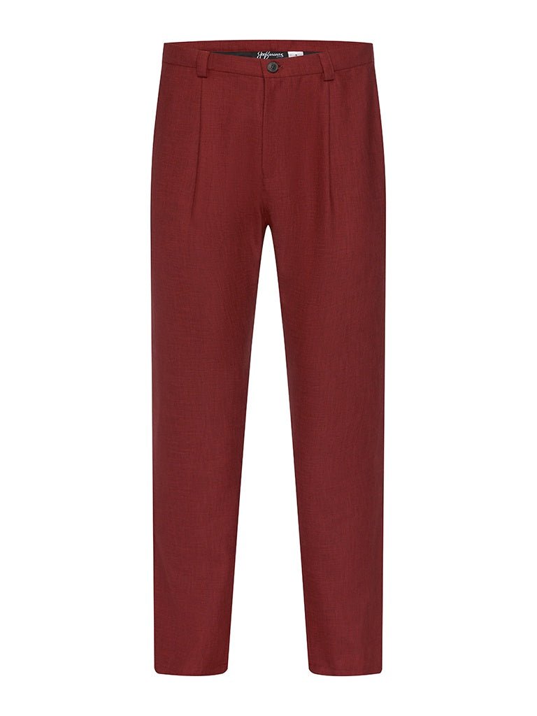 Ox Blood Non Crush Linen Trousers - Joe Bananas | Australia