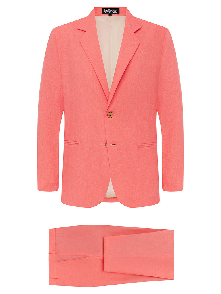 Coral Linen & Silk Suit