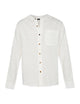White Linen Grandfather Collar Linen Shirt